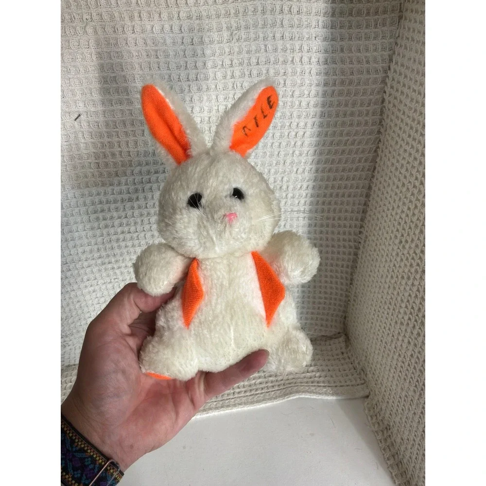 Vintage Unisex Unbranded Bunny Rabbit Plush Small White Orange